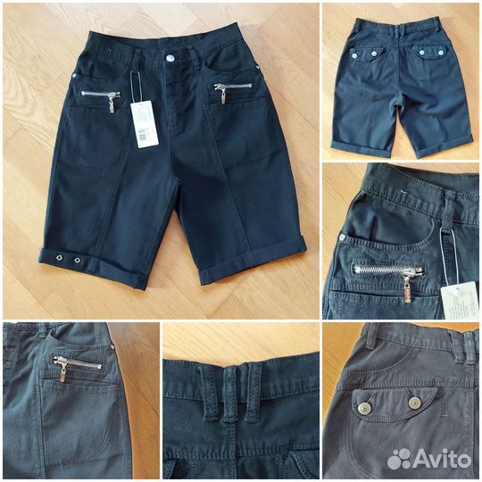 Шорты джинсовые чёрные длинные новые р.44-46