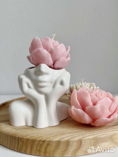 Свечи, гипсовые изделия, подносы, кашпо, вазы