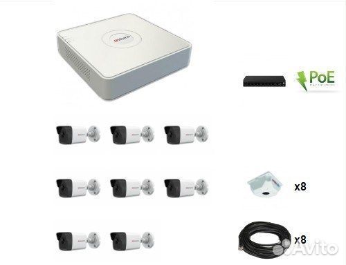 Комплект видеонаблюдения HiWatch 7 IP камер 2Мп Po