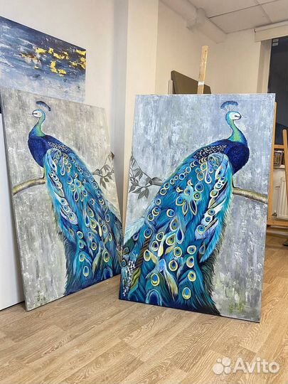 Картина маслом павлин
