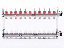 Коллектор для теплог1"х3/4" 11 вых с расходомерами