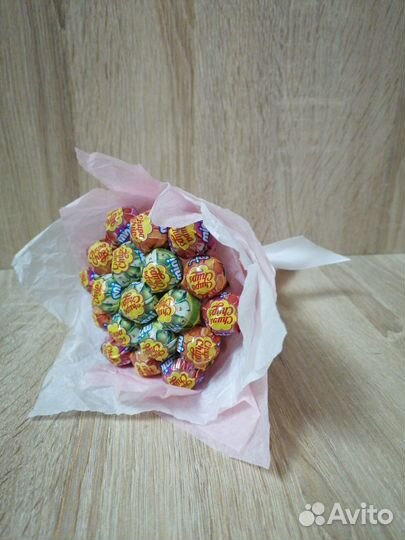 Сладкий букет из мини чупа чупсов