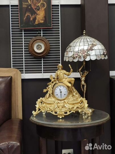 Часы каминные бронзовые