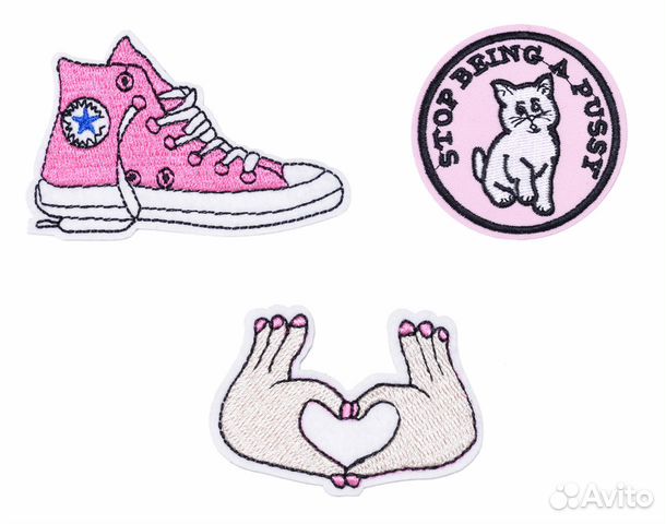 Термонашивки набор кеды и кошка нашивка декор