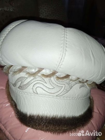 Женская Зимняя Кожаная Шапка- Кепка