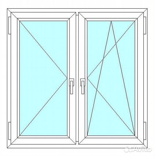 Окно veka WHS60, 2 ств., 2-кам. с/п, 2000x1300