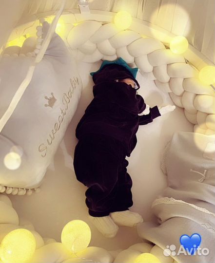 Косичка бортик и звездочка подушка