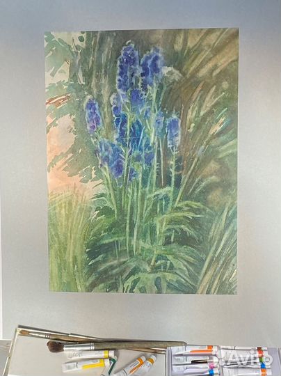 Картина акварелью Цветы для интерьера