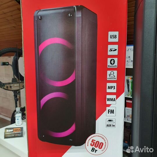 Колонка портативная Supra 500W + подсветка (новая)