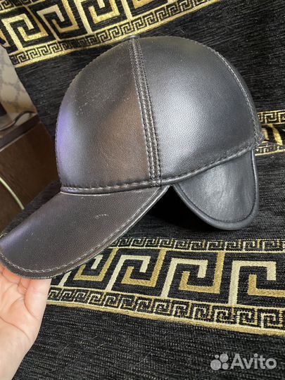 Мужская кожаная кепка зимняя