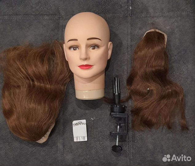 Учебная голова натуральные волосы болван бу