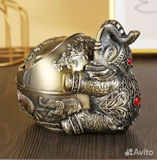 Статуэтка слон пепельница бездымная металл