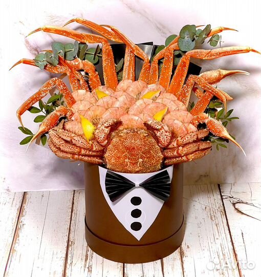 Съедобные букеты для мудчин из раков и крабов