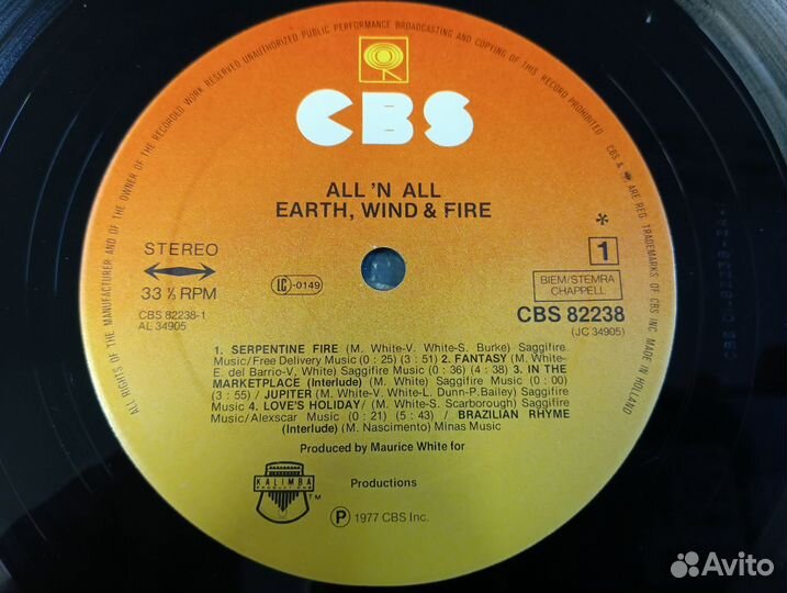 Earth, Wind & Fire All 'N All 1977 винил