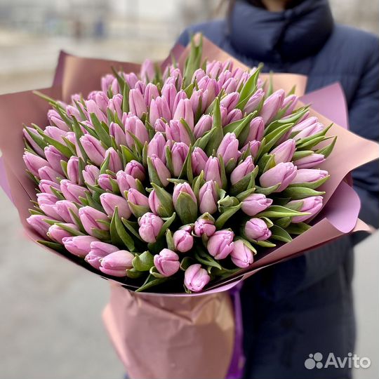 Тюльпаны лавандовые букет 15 штук к 8 марта Москва