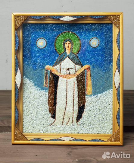 Икона подвесная из битого стекла осветленые