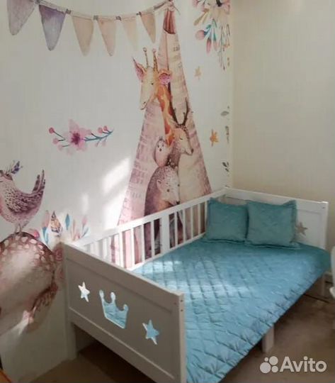 Кроватка из массива Лисенок детская с бортиком