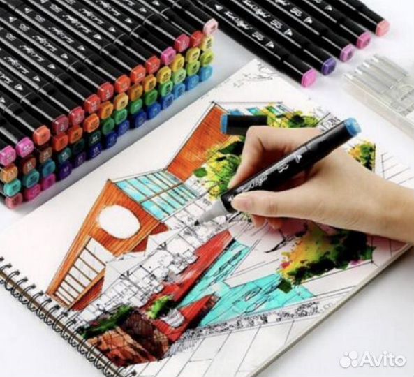 Двухсторонние маркеры для скетчинга 24-80 шт