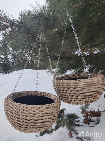 Кашпо подвесное из ротанга