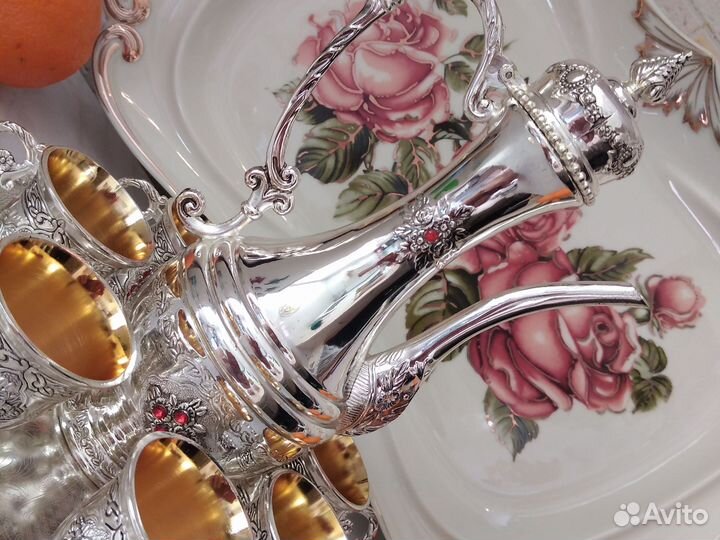 Набор кофейно - коньячный с посеребрением