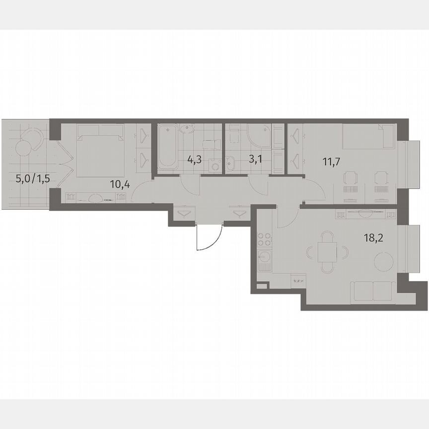 2-к. квартира, 56,6 м², 8/8 эт.