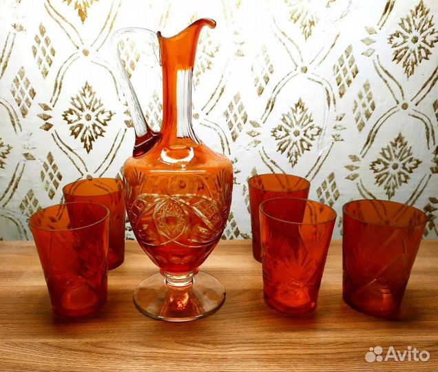 Винтажная посуда СССР из цветного стекла