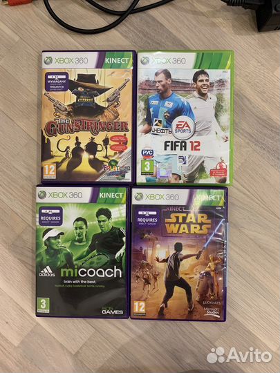 Xbox 360 + Kinect + Джостик + 8 игр
