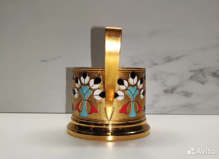 Подстаканник латунь, эмаль люм СССР (экспортный)