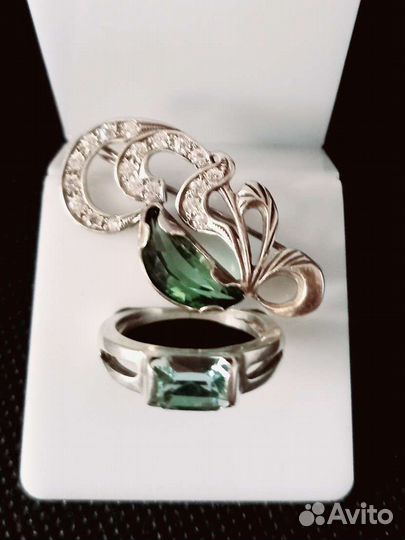 Кольцо, серебро 925, празиолит