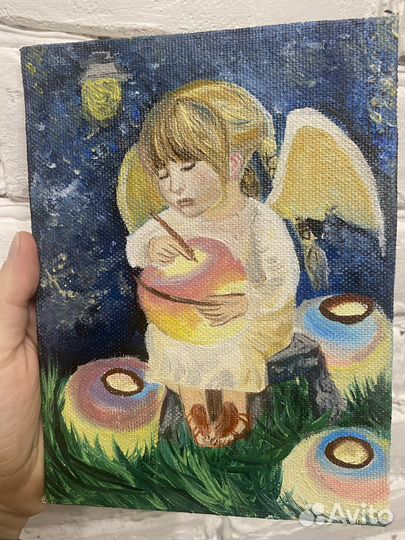 Картина маслом маленький ангелочек