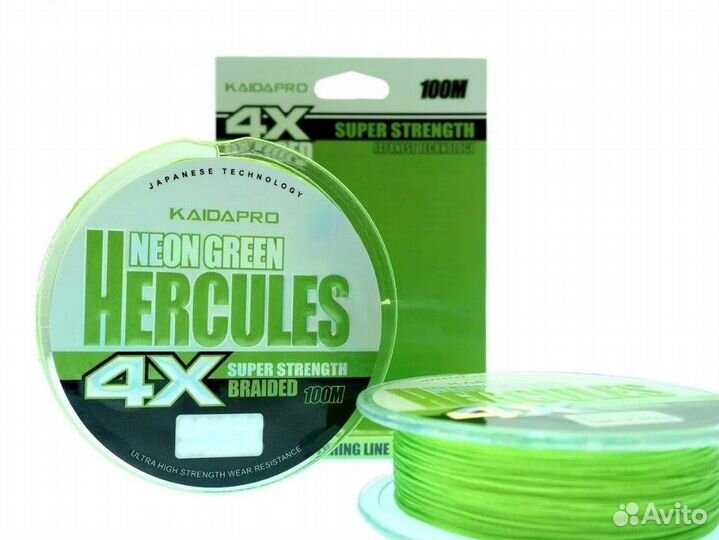 Kaida Плетенка hercules 4X neon green PX401-10 100