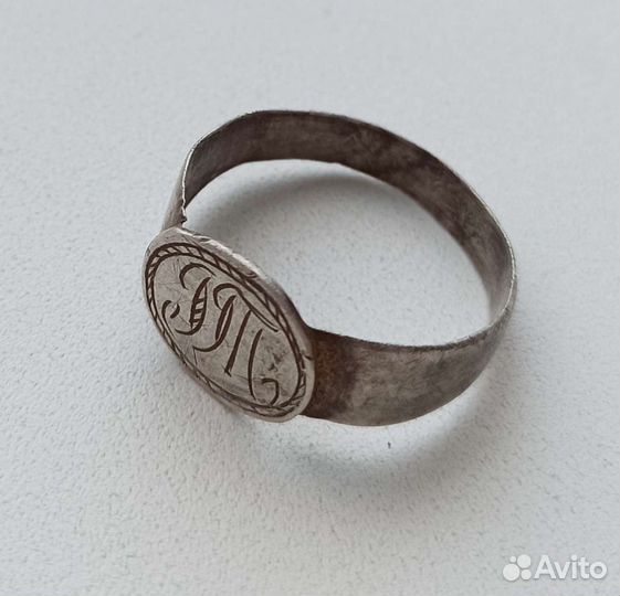 Серебряный перстень с монограмой 84 проба