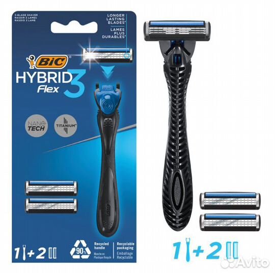 Станок для бритья BIC Flex 3 Hybrid + 2 кассеты