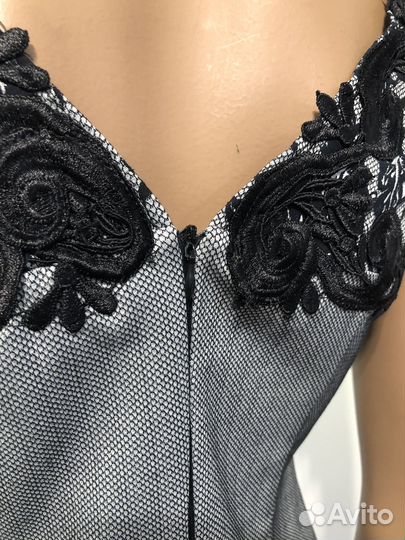 Платье серое с чёрным кружевом