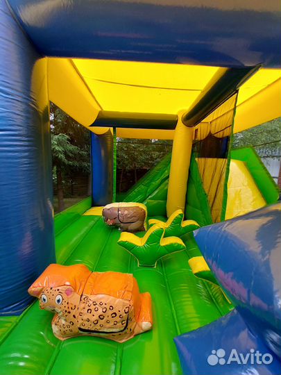 Детский надувной батут с горкой На целый день