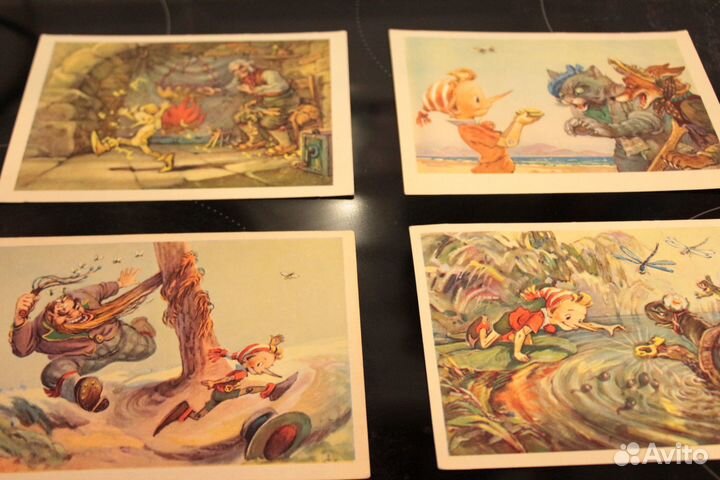 Открытки Приключения Буратино 1955г 10 штук