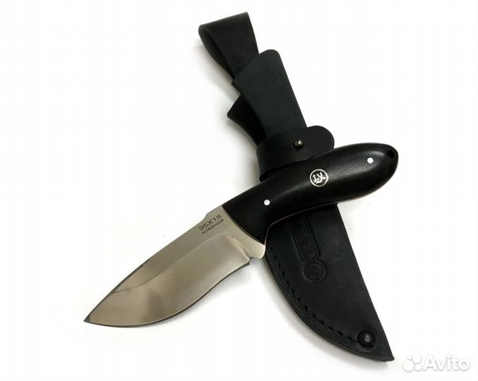 Нож Лиса, цельнометаллический, 95Х18, черный граб