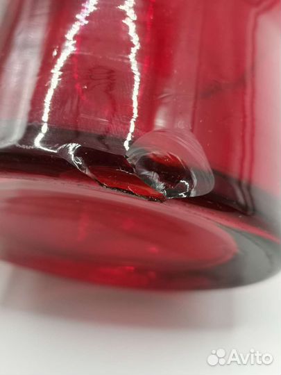 Ваза для цветов Цветное красное стекло СССР 31 см