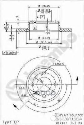 Диск торм.skoda felicia (236x12.7) 08.5243.24 B