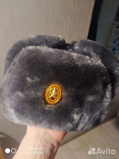 Шапка ушанка мужская военная 56