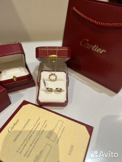 Серьги + подвеска Cartier Love 585 пробы