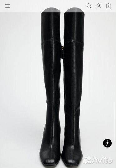 Высокие сапоги zara ботфорты