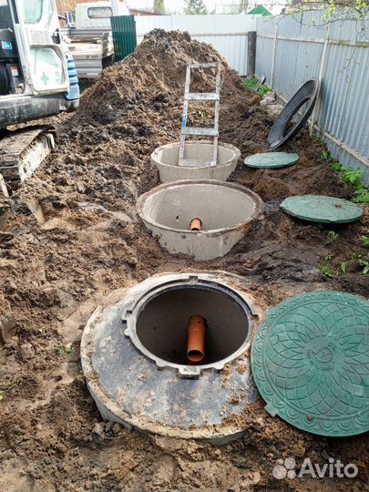 Копка септика из бетонных колец