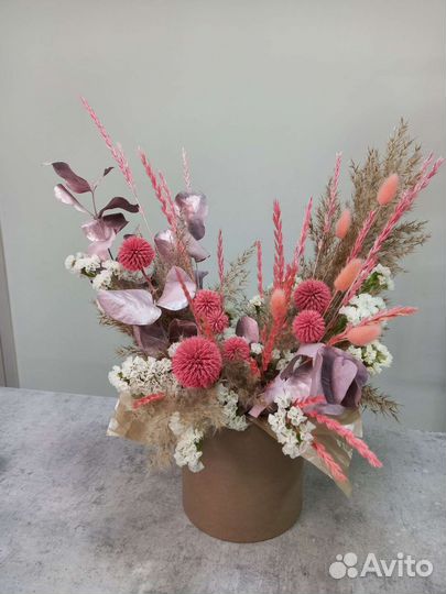 Композиции из сухоцветов в коробках/декор/подарки