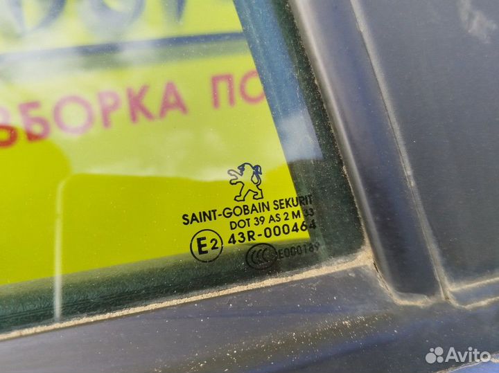Стекло двери задней левой Peugeot 207 I (2006—2009