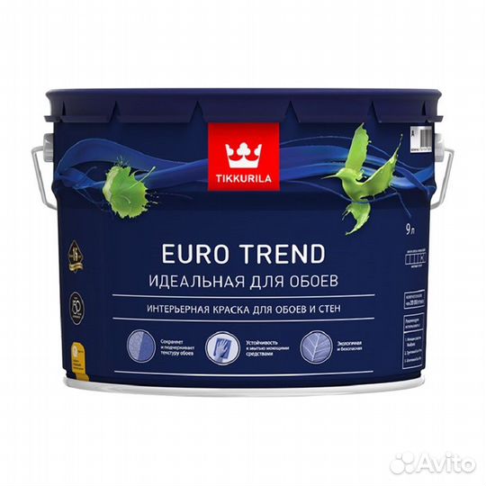 Краска для обоев и стен Tikkurila Euro Trend А мат