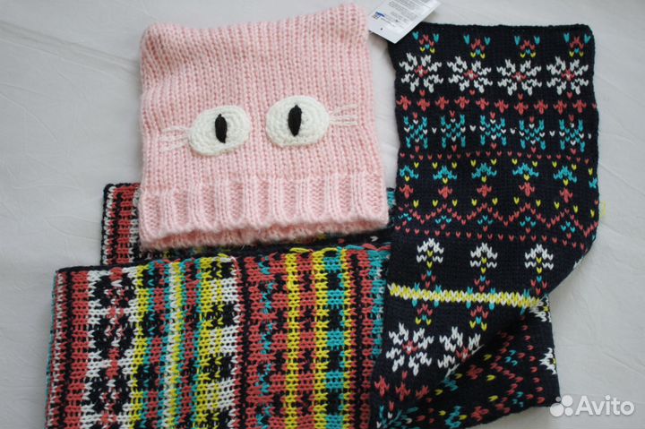 Шапка с шарфом новые 1.5-3 года