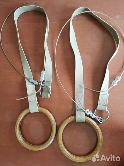 Кольца гимнастические деревянные с тросом