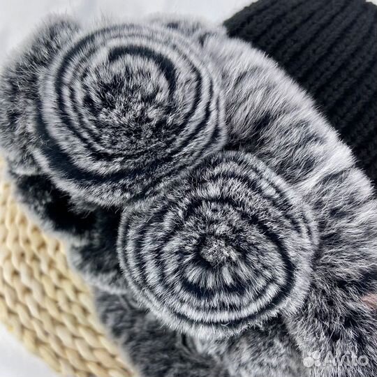 Шапка вязаная из меха
