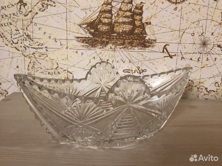 Ваза-ладья хрусталь СССР